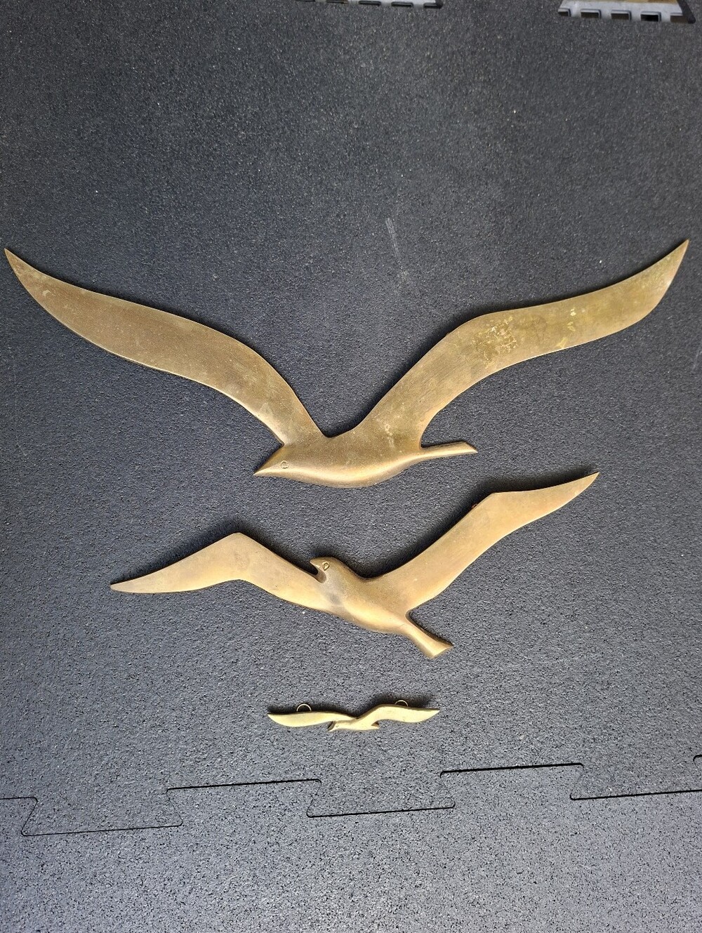 Vintage Brass Seagull Wall Art Set - Mid-Century Modern Lot Of 3
